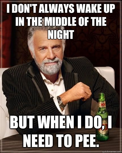 I don't always wake up in the middle of the night but when i do, I need to pee.  The Most Interesting Man In The World