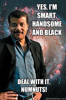 YES, I'M SMART, HANDSOME AND BLACK DEAL WITH IT, NUMNUTS!  Neil deGrasse Tyson