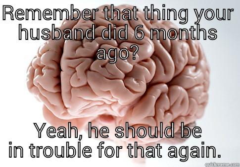 REMEMBER THAT THING YOUR HUSBAND DID 6 MONTHS AGO? YEAH, HE SHOULD BE IN TROUBLE FOR THAT AGAIN.  Scumbag Brain