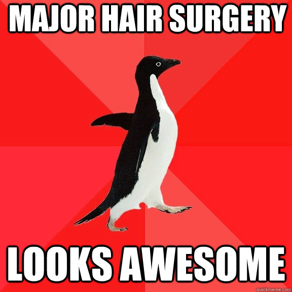 major hair surgery looks awesome  Socially Awesome Penguin