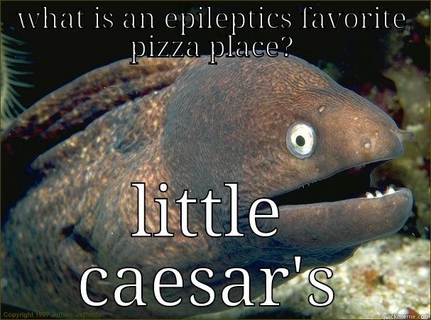 WHAT IS AN EPILEPTICS FAVORITE PIZZA PLACE? LITTLE CAESAR'S Bad Joke Eel