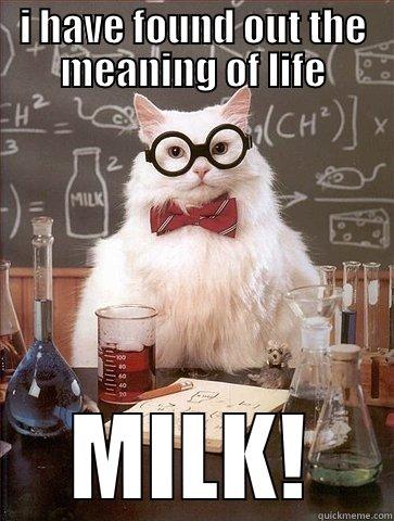 I HAVE FOUND OUT THE MEANING OF LIFE MILK! Chemistry Cat