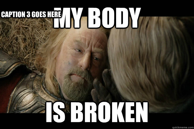 My Body is broken Caption 3 goes here  Injured Theoden