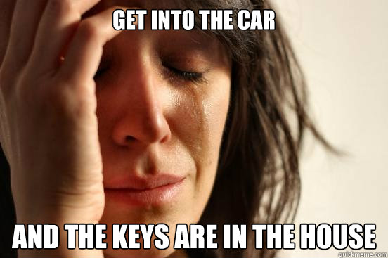 Get into the car and the keys are in the house  First World Problems