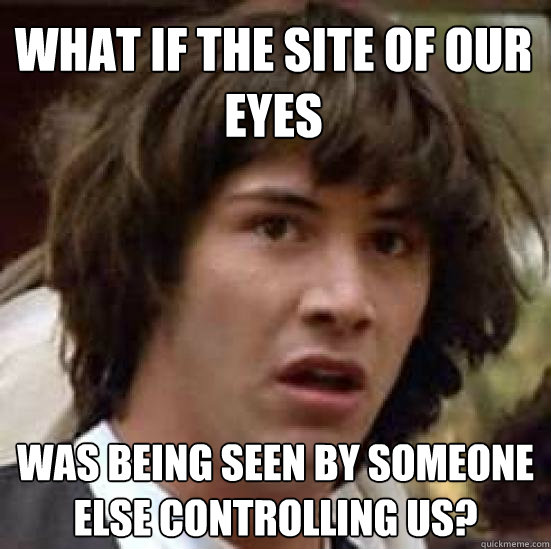 What if the site of our eyes was being seen by someone else controlling us? - What if the site of our eyes was being seen by someone else controlling us?  conspiracy keanu