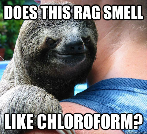 Does this rag smell like chloroform?  Suspiciously Evil Sloth