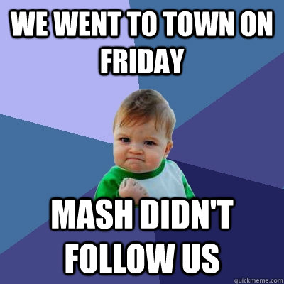 we Went to town on friday mash didn't follow us  Success Kid