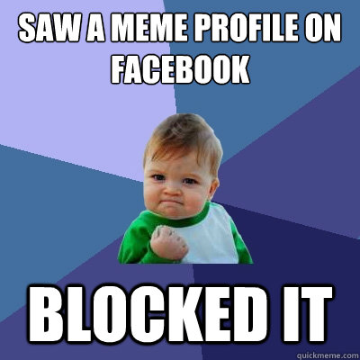 Saw a Meme Profile on Facebook Blocked It  Success Kid