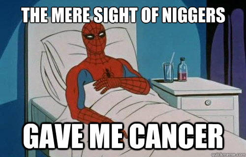 The mere sight of niggers GAVE ME CANCER  Spiderman cancer