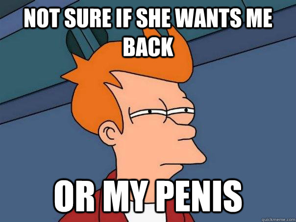 Not sure if she wants me back Or my penis - Not sure if she wants me back Or my penis  Futurama Fry