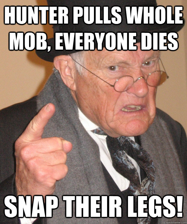 Hunter pulls whole mob, everyone dies snap their legs! - Hunter pulls whole mob, everyone dies snap their legs!  old brit