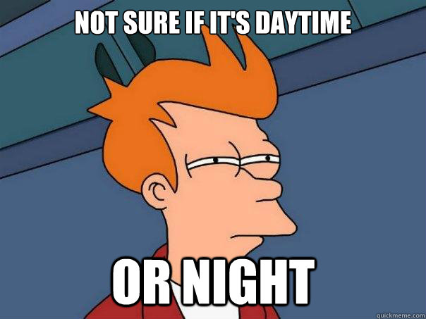 Not sure if it's daytime Or night  Futurama Fry