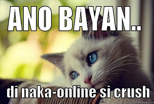 ANU DAW!! - ANO BAYAN..    DI NAKA-ONLINE SI CRUSH First World Problems Cat