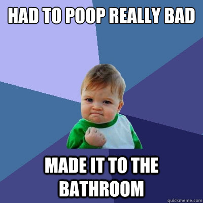 had to poop really bad made it to the bathroom  Success Kid