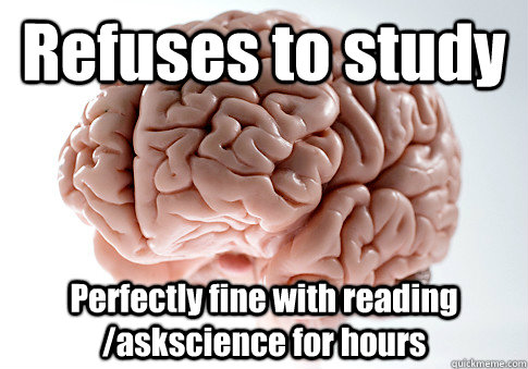 Refuses to study Perfectly fine with reading /askscience for hours  Scumbag Brain