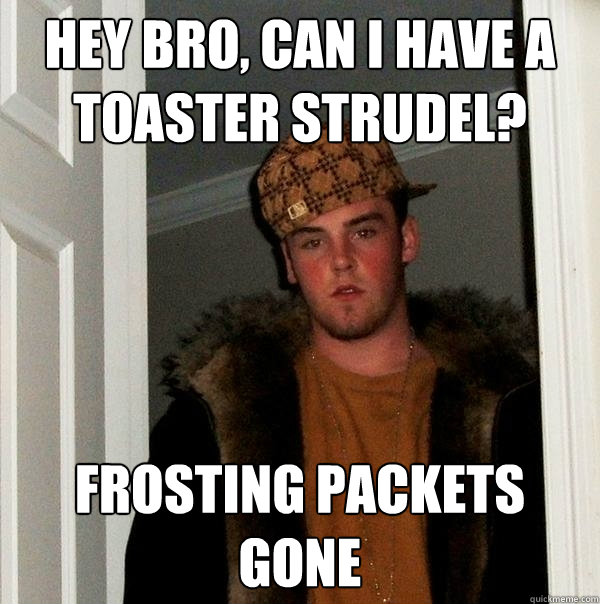 Hey bro, can i have a toaster strudel? frosting packets gone  Scumbag Steve