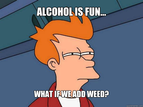 alcohol is fun... what if we add weed?  Futurama Fry