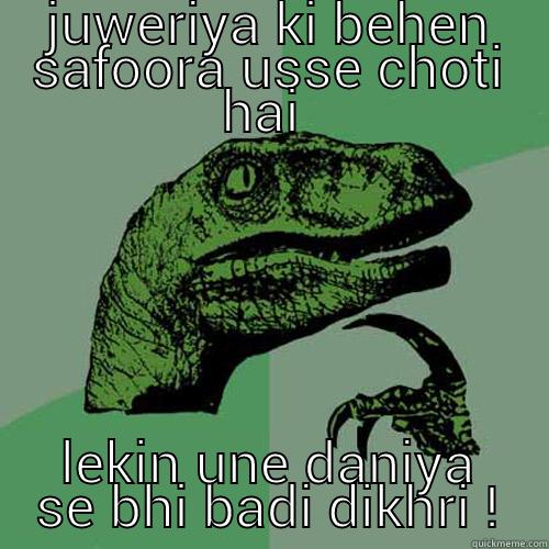 JUWERIYA KI BEHEN SAFOORA USSE CHOTI HAI  LEKIN UNE DANIYA SE BHI BADI DIKHRI ! Philosoraptor