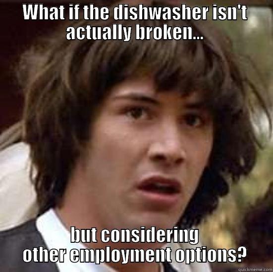 WHAT IF THE DISHWASHER ISN'T ACTUALLY BROKEN... BUT CONSIDERING OTHER EMPLOYMENT OPTIONS? conspiracy keanu