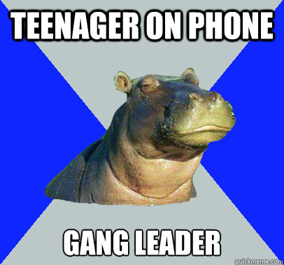 Teenager on phone gang leader  Skeptical Hippo