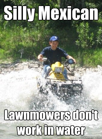 Silly Mexican Lawnmowers don't work in water  Aquatic lawnmower