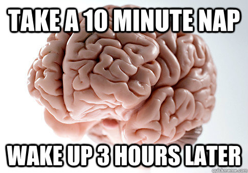 Take a 10 minute nap Wake up 3 hours later - Take a 10 minute nap Wake up 3 hours later  Scumbag Brain