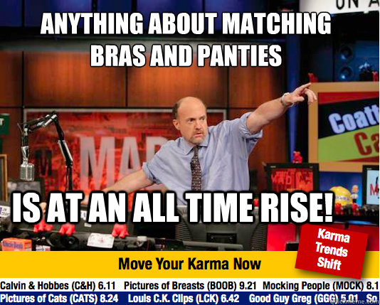 Anything about matching bras and panties
 is at an all time rise! - Anything about matching bras and panties
 is at an all time rise!  Mad Karma with Jim Cramer