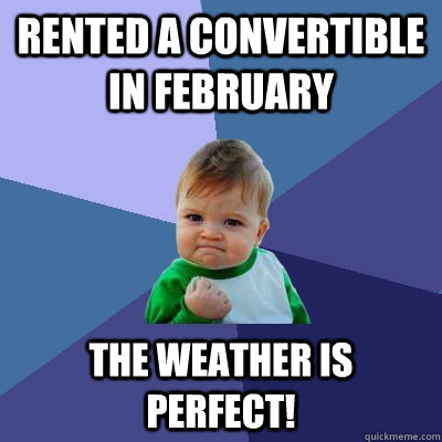 Rented a convertible in February The weather is perfect! - Rented a convertible in February The weather is perfect!  Success Kid