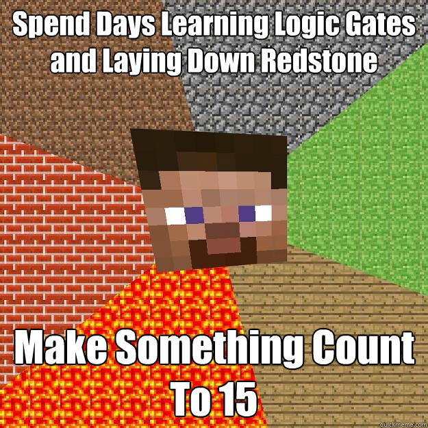 Spend Days Learning Logic Gates and Laying Down Redstone Make Something Count To 15  Minecraft