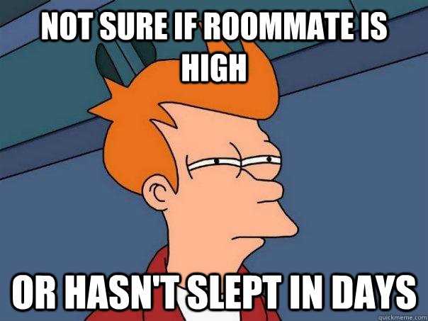 Not sure if roommate is high Or hasn't slept in days - Not sure if roommate is high Or hasn't slept in days  Futurama Fry