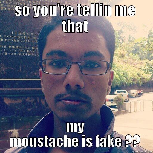 SO YOU'RE TELLIN ME THAT MY MOUSTACHE IS FAKE ?? Misc