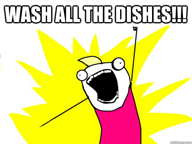 Wash all the dishes!!!   Do all the things