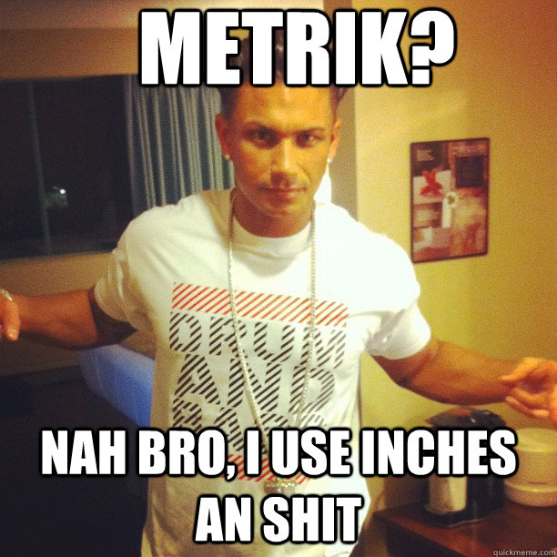 Metrik? Nah bro, I use inches an shit  Drum and Bass DJ Pauly D