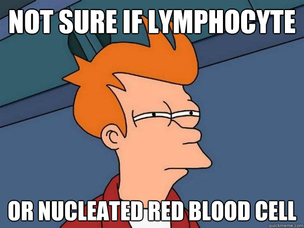 Not sure if lymphocyte Or nucleated red blood cell  Futurama Fry