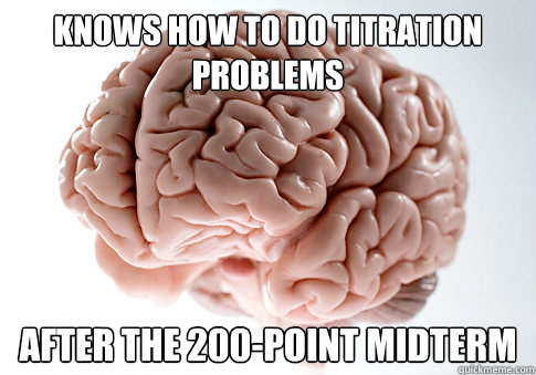 knows how to do titration problems after the 200-point midterm - knows how to do titration problems after the 200-point midterm  Scumbag Brain