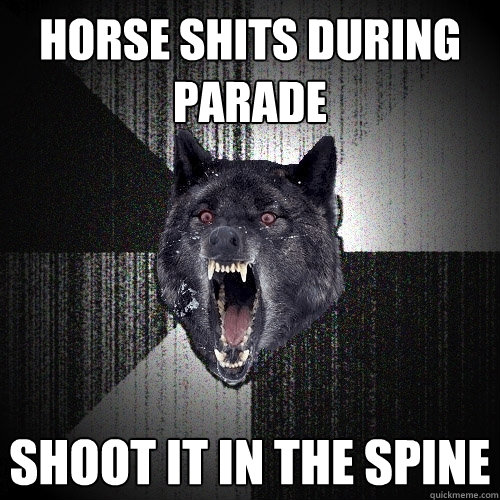 horse shits during parade shoot it in the spine - horse shits during parade shoot it in the spine  Insanity Wolf