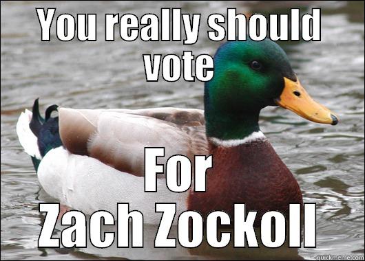 YOU REALLY SHOULD VOTE FOR ZACH ZOCKOLL Actual Advice Mallard