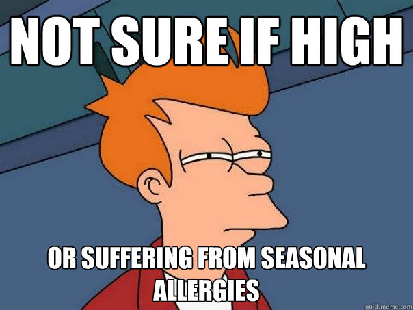 Not sure if high or suffering from seasonal allergies  Futurama Fry