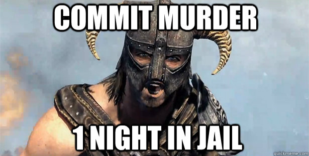 Commit murder 1 night in jail  skyrim