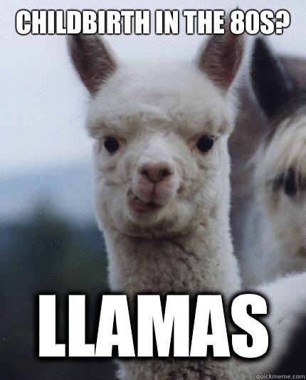 Childbirth in The 80s? Llamas  