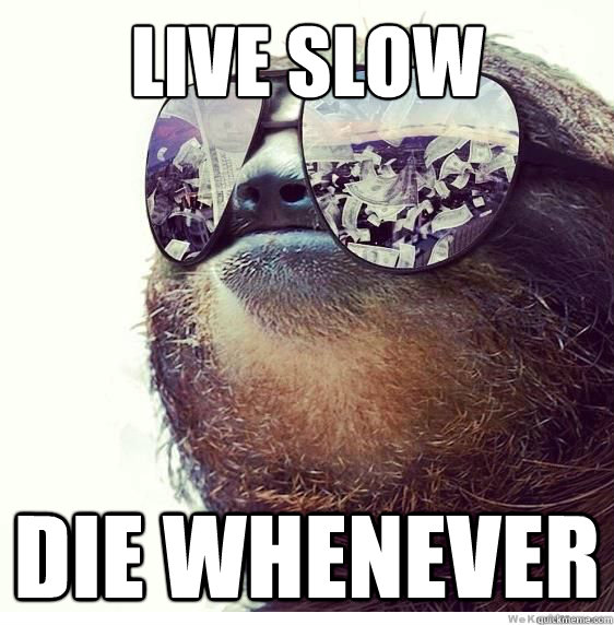 Live Slow Die whenever  Deal with it sloth