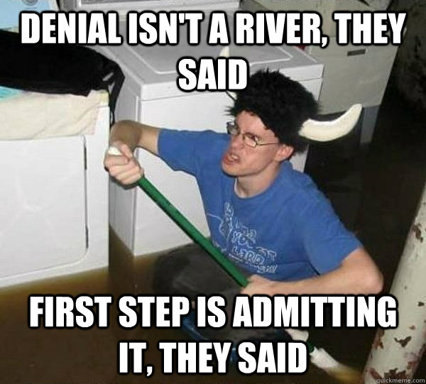 denial isn't a river, they said first step is admitting it, they said - denial isn't a river, they said first step is admitting it, they said  They said