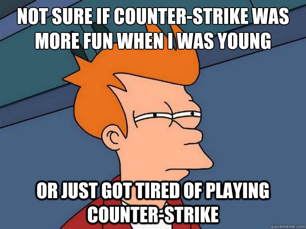 Not sure if Counter-strike was more fun when i was young or just got tired of playing counter-strike  Futurama Fry