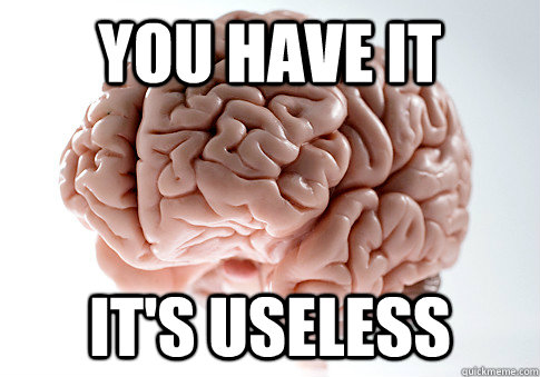 You have it It's useless  Scumbag Brain