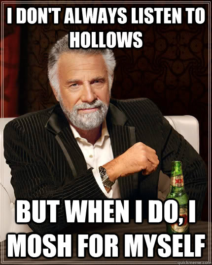 I don't always listen to hollows But when I do, I mosh for myself  The Most Interesting Man In The World