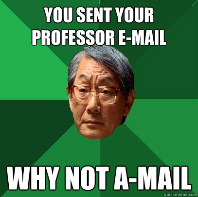 you sent your professor e-mail why not A-mail  High Expectations Asian Father