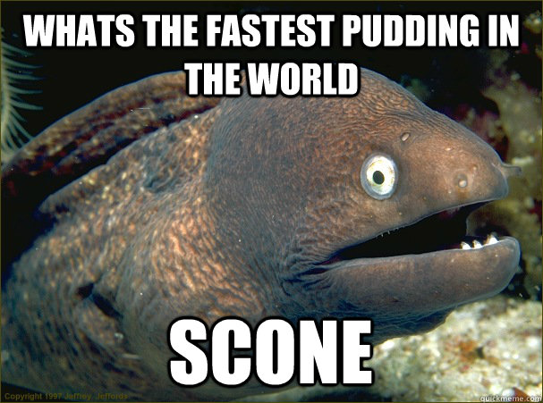 Whats the fastest pudding in the world Scone - Whats the fastest pudding in the world Scone  Bad Joke Eel