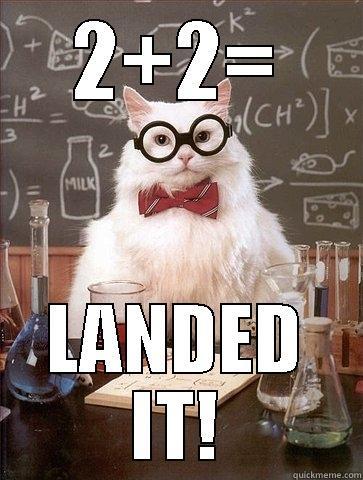 2+2= LANDED IT! Chemistry Cat