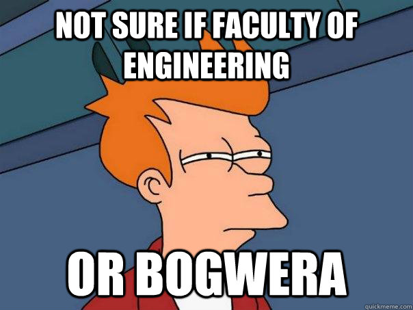 NOT SURE IF FACULTY OF ENGINEERING OR BOGWERA  Futurama Fry