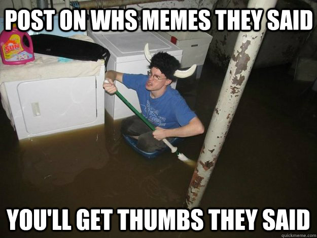 Post on WHS memes they said You'll get thumbs they said - Post on WHS memes they said You'll get thumbs they said  Do the laundry they said